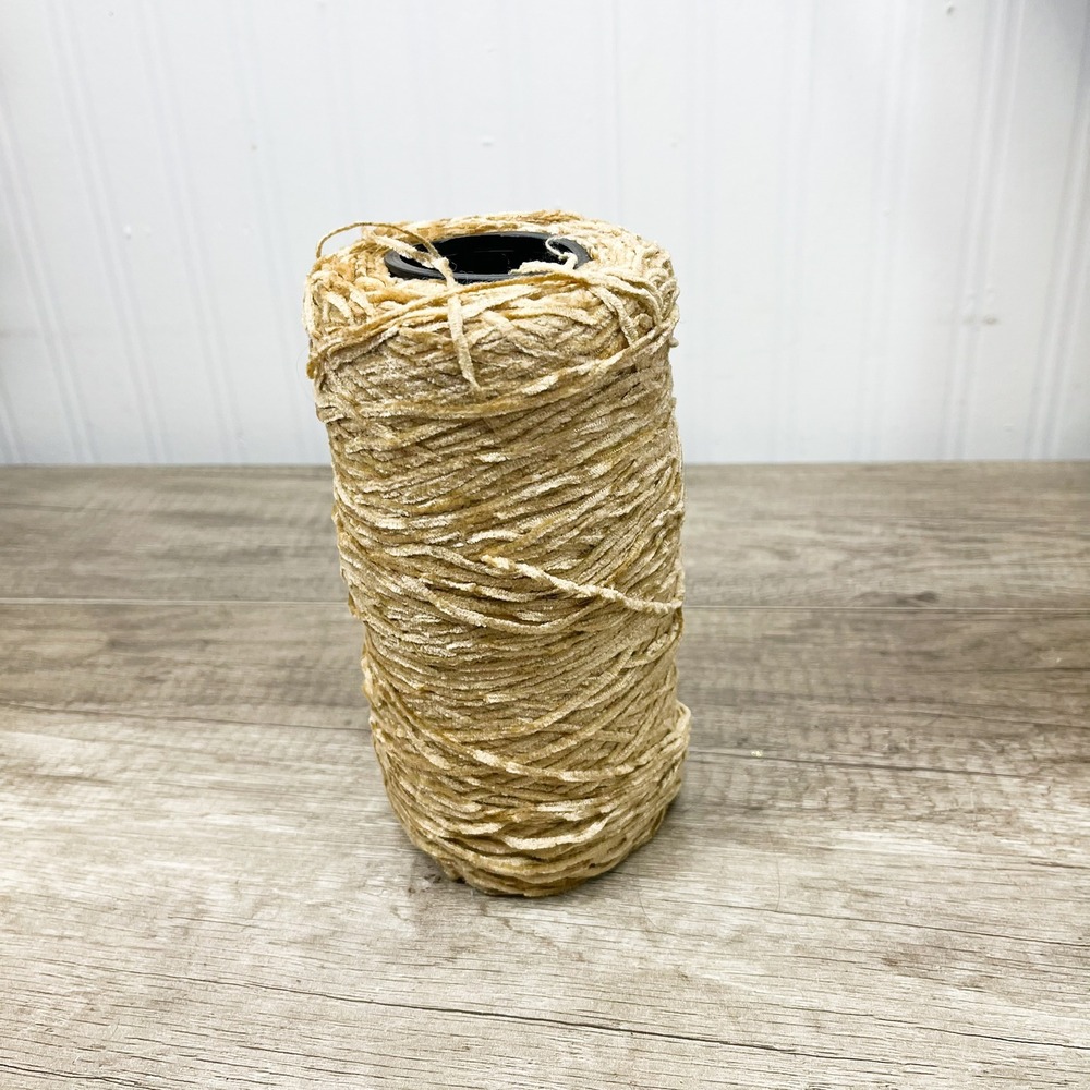 Champagne‎ Gold Velvet Chenille Yarn Cone Soft Plush Knitting Crochet Crafting